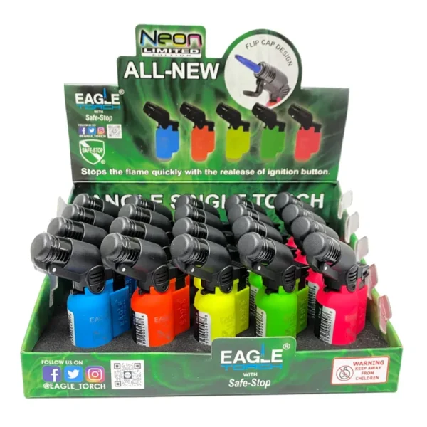 Eagle Torch Lighters_ Mini Angle Neon - PT116BN Eagle Torch PT116BN Mini Angle Neon Lighters