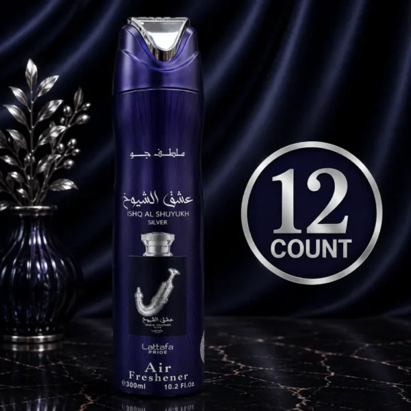 Ishq Al Shuyukh Silver Air Freshener 300ml – Pack of 12 Ishq Al Shuyukh Silver Air Freshener 300ml – Pack of 12