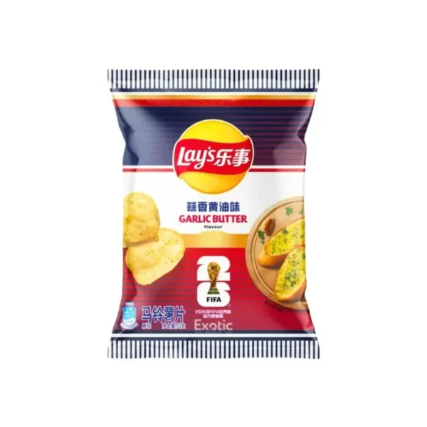Lays - Exotic Chips 70g - Garlic Butter (FIFA) Lays - Exotic Chips 70g - Garlic Butter (FIFA)