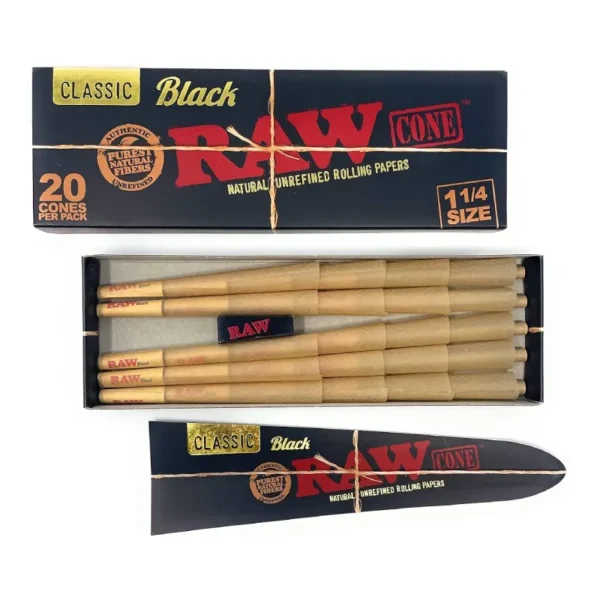 RAW BLACK CONE 1 1/4 20 CONES RAW BLACK CONE 1 1/4 20 CONES